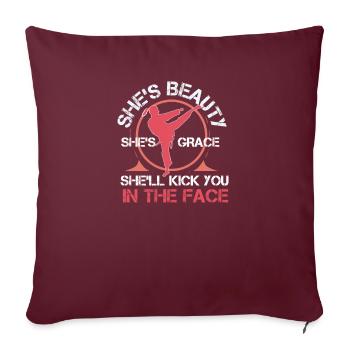 Elle est beauté elle est grâce elle vous donnera un coup de pied - Housse de coussin décorative 45 x 45 cm - bordeaux - Devant