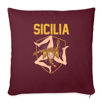 Sicile drapeau Sicile Palerme Italie - Housse de coussin décorative 45 x 45 cm - bordeaux - Devant