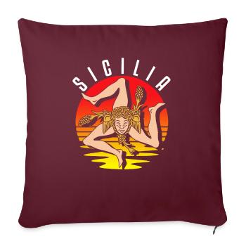 Sicile drapeau Sicile Palerme Italie - Housse de coussin décorative 45 x 45 cm - bordeaux - Devant