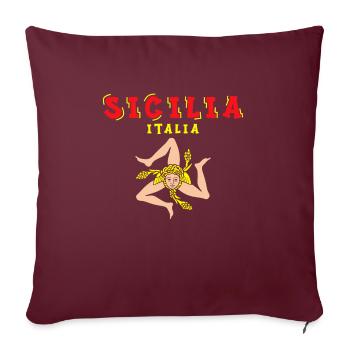 Sicile drapeau Sicile Palerme Italie - Housse de coussin décorative 45 x 45 cm - bordeaux - Devant