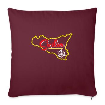 Sicile drapeau Sicile Palerme Italie - Housse de coussin décorative 45 x 45 cm - bordeaux - Devant