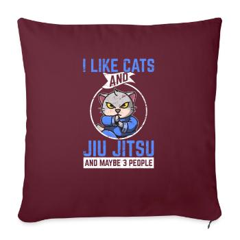 J’aime les chats et le jiu jitsu et peut-être 3 personnes brésiliennes - Housse de coussin décorative 45 x 45 cm - bordeaux - Devant