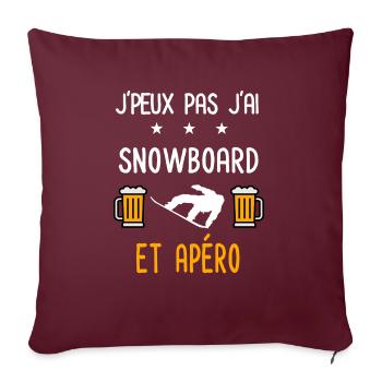 je peux pas j'ai snowboard apéro - Housse de coussin décorative 45 x 45 cm - bordeaux - Devant