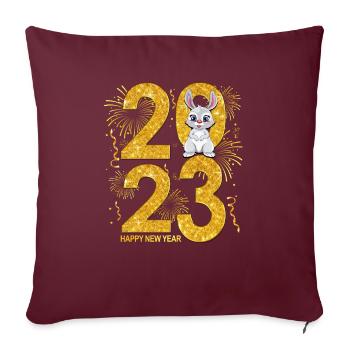 Neujahrsfeier 2023 - Frohes Neues Jahr 2023 - Sofakissenbezug 45 x 45 cm - Burgunderrot - Vorne