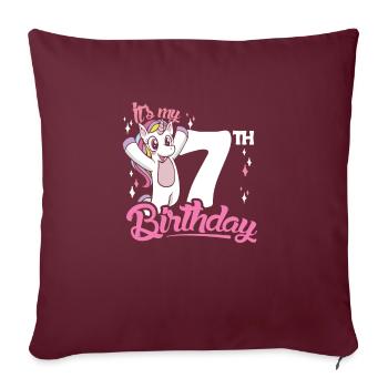 7e anniversaire Enfants Licorne Toodler Seven - Housse de coussin décorative 45 x 45 cm - bordeaux - Devant