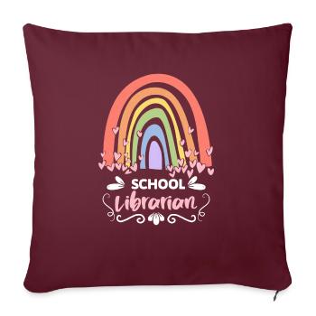 Cadeau de chemise de bibliothécaire scolaire - Housse de coussin décorative 45 x 45 cm - bordeaux - Devant