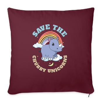 Sauvez les licornes potelées Mignons rhinocéros - Housse de coussin décorative 45 x 45 cm - bordeaux - Devant