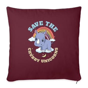 Sauvez les licornes potelées Mignons rhinocéros - Housse de coussin décorative 45 x 45 cm - bordeaux - Devant