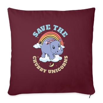 Sauvez les licornes potelées Mignons rhinocéros - Housse de coussin décorative 45 x 45 cm - bordeaux - Devant
