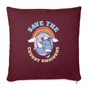 Sauvez les licornes potelées Mignons rhinocéros - Housse de coussin décorative 45 x 45 cm - bordeaux - Devant