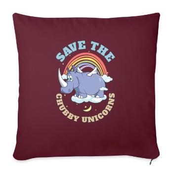 Sauvez les licornes potelées Mignons rhinocéros - Housse de coussin décorative 45 x 45 cm - bordeaux - Devant