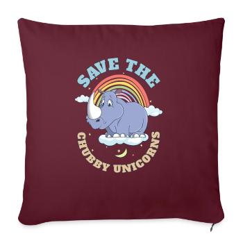 Sauvez les licornes potelées Mignons rhinocéros - Housse de coussin décorative 45 x 45 cm - bordeaux - Devant