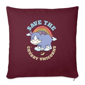 Sauvez les licornes potelées Mignons rhinocéros - Housse de coussin décorative 45 x 45 cm - bordeaux - Devant