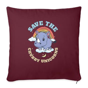 Sauvez les licornes potelées Mignons rhinocéros - Housse de coussin décorative 45 x 45 cm - bordeaux - Devant