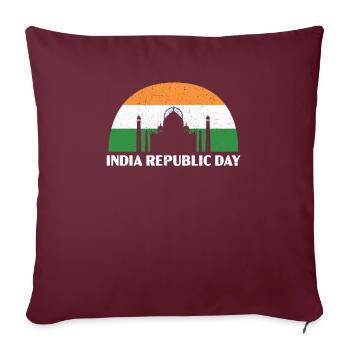 Jour de la République de l’Inde Drapeau indien hindoustani - Housse de coussin décorative 45 x 45 cm - bordeaux - Devant