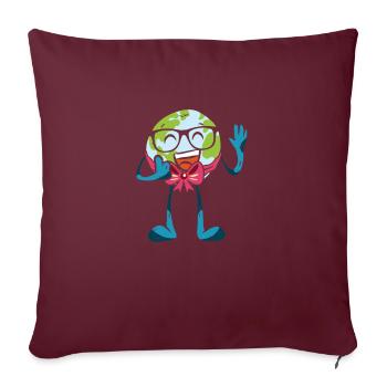Paix Amour Sauvez notre planète Terre - Housse de coussin décorative 45 x 45 cm - bordeaux - Devant