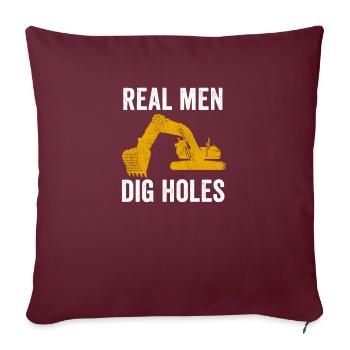 Ouvrier de la construction de pelle hydraulique travail de machine de construction - Housse de coussin décorative 45 x 45 cm - bordeaux - Devant