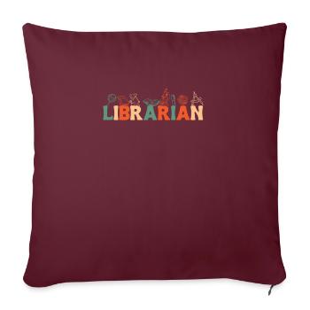 Cadeau de chemise vintage rétro bibliothécaire - Housse de coussin décorative 45 x 45 cm - bordeaux - Devant