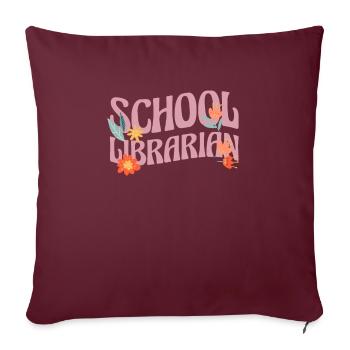 École du cadeau du bibliothécaire scolaire - Housse de coussin décorative 45 x 45 cm - bordeaux - Devant