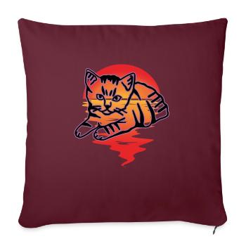 Chat graphique Retro Cat pour les propriétaires de chats - Housse de coussin décorative 45 x 45 cm - bordeaux - Devant