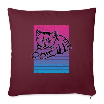 Chat graphique Retro Cat pour les propriétaires de chats - Housse de coussin décorative 45 x 45 cm - bordeaux - Devant