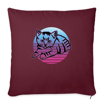 Chat graphique Retro Cat pour les propriétaires de chats - Housse de coussin décorative 45 x 45 cm - bordeaux - Devant