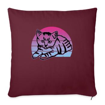 Chat graphique Retro Cat pour les propriétaires de chats - Housse de coussin décorative 45 x 45 cm - bordeaux - Devant