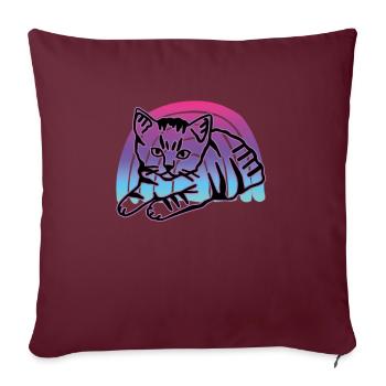 Chat graphique Retro Cat pour les propriétaires de chats - Housse de coussin décorative 45 x 45 cm - bordeaux - Devant