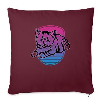 Chat graphique Retro Cat pour les propriétaires de chats - Housse de coussin décorative 45 x 45 cm - bordeaux - Devant