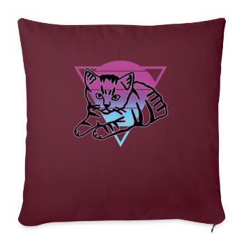 Chat graphique Retro Cat pour les propriétaires de chats - Housse de coussin décorative 45 x 45 cm - bordeaux - Devant