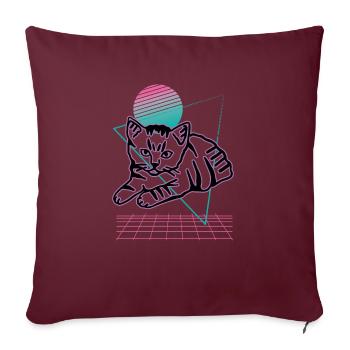 Chat graphique Retro Cat pour les propriétaires de chats - Housse de coussin décorative 45 x 45 cm - bordeaux - Devant