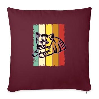 Chat graphique Retro Cat pour les propriétaires de chats - Housse de coussin décorative 45 x 45 cm - bordeaux - Devant