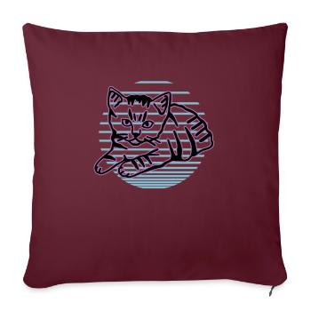 Chat graphique Retro Cat pour les propriétaires de chats - Housse de coussin décorative 45 x 45 cm - bordeaux - Devant