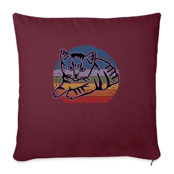 Chat graphique Retro Cat pour les propriétaires de chats - Housse de coussin décorative 45 x 45 cm - bordeaux - Devant