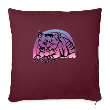 Chat graphique Retro Cat pour les propriétaires de chats - Housse de coussin décorative 45 x 45 cm - bordeaux - Devant