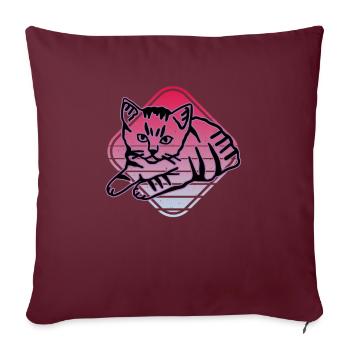 Chat graphique Retro Cat pour les propriétaires de chats - Housse de coussin décorative 45 x 45 cm - bordeaux - Devant