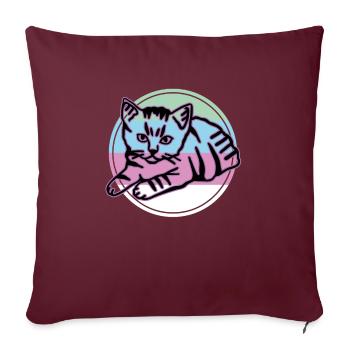 Chat graphique Retro Cat pour les propriétaires de chats - Housse de coussin décorative 45 x 45 cm - bordeaux - Devant