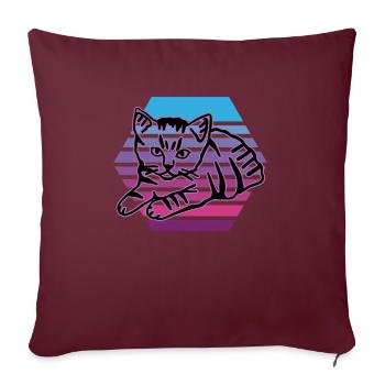 Chat graphique Retro Cat pour les propriétaires de chats - Housse de coussin décorative 45 x 45 cm - bordeaux - Devant