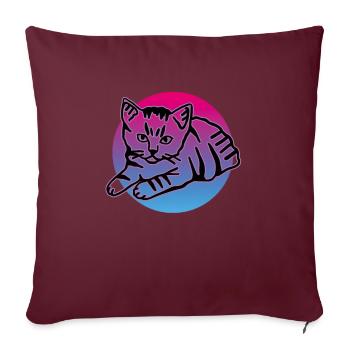 Chat graphique Retro Cat pour les propriétaires de chats - Housse de coussin décorative 45 x 45 cm - bordeaux - Devant