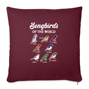 Oiseaux chanteurs du monde - Housse de coussin décorative 45 x 45 cm - bordeaux - Devant