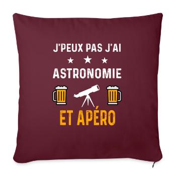 je peux pas j'ai astronomie telescope et apéro - Housse de coussin décorative 45 x 45 cm - bordeaux - Devant