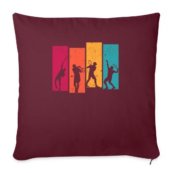 joueur tennis, silhouette, entraîneur, ventilateur, sport - Housse de coussin décorative 45 x 45 cm - bordeaux - Devant