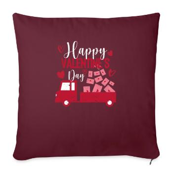 Joyeuse Saint-Valentin Camion rouge avec courrier postal - Housse de coussin décorative 45 x 45 cm - bordeaux - Devant