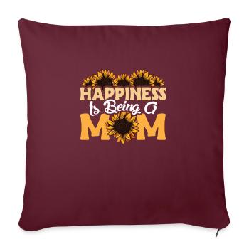 Le bonheur, c’est d’être maman mère fleur de tournesol - Housse de coussin décorative 45 x 45 cm - bordeaux - Devant