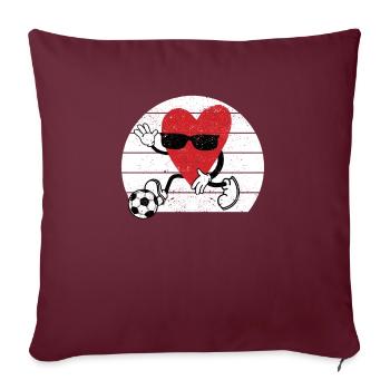 Herz beim Fußballspielen Valentinstag Fußballspiel - Sofakissenbezug 45 x 45 cm - Burgunderrot - Vorne