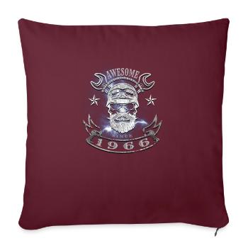 Awesome since 1966, Biker 57. Geburtstag - Sofakissenbezug 45 x 45 cm - Burgunderrot - Vorne