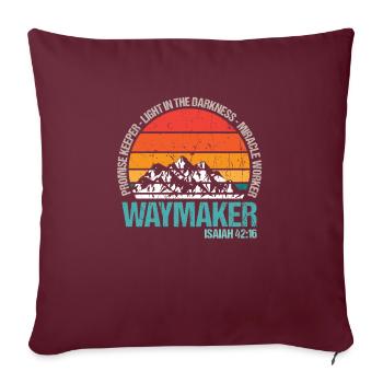 Waymaker Jésus Bible chrétienne Priez la religion - Housse de coussin décorative 45 x 45 cm - bordeaux - Devant
