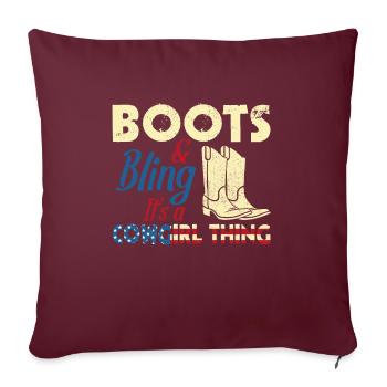 Bottes de style de vie occidental Bling - Housse de coussin décorative 45 x 45 cm - bordeaux - Devant