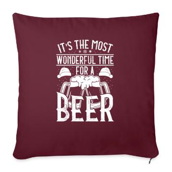 Weihnachten Bier Bierzeit Frohe Weihnachten - Sofakissenbezug 45 x 45 cm - Burgunderrot - Vorne
