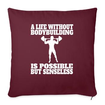 Fitness Athlète Muscle Bodybuilder Entraînement en force - Housse de coussin décorative 45 x 45 cm - bordeaux - Devant